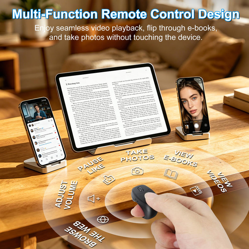 Mini Finger Ring Mouse with Charging Case Wearable Bluetooth Remote Control Thumb Mouse Wireless Handheld Air Mouse for Smartphone Tablet PC Laptop MacBook for Page Turn Take Photo Watch Video, Black