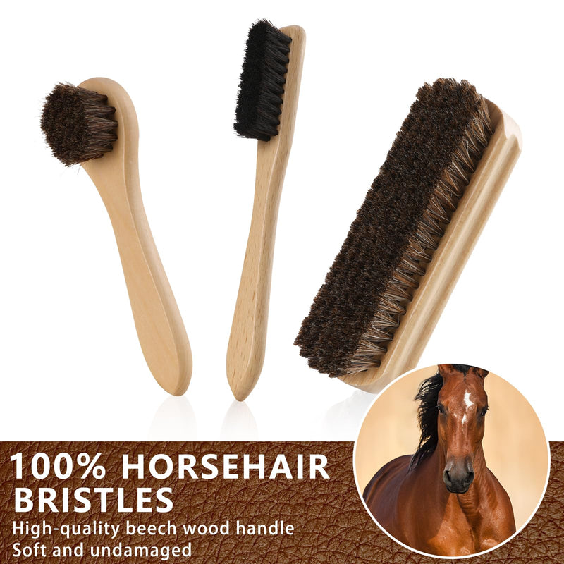 10 PCS Leather Care Kit - Horsehair Brushes,Saddle Soap,Waterproofing Wax,Mink Oil Conditioner,Polishing Cloth,Microfiber cloth,Boot Shoe Shine Cleaning Kit Gift for Men Cowboy Husband Dad ﻿