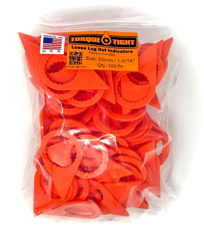 33mm Loose Lug Nut Indicators – 100pc Bulk Pack – Made in USA (Orange, Wholesale) Orange 100 Pack