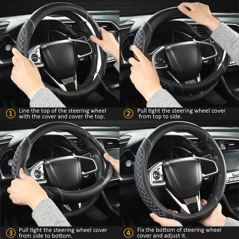 West Llama Car Steering Wheel Cover for Ford F-150, F-250, F-350, Expedition (Black-Large Size) Large size (15 ½''-16'') Black