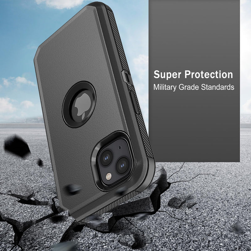Phone Case for iPhone 15 Case,Heavy Duty Hard Shockproof Armor Protector Case Cover with Belt Clip Holster for Apple iPhone 15 6.1 5G 2023 Phone Case (Black) Black