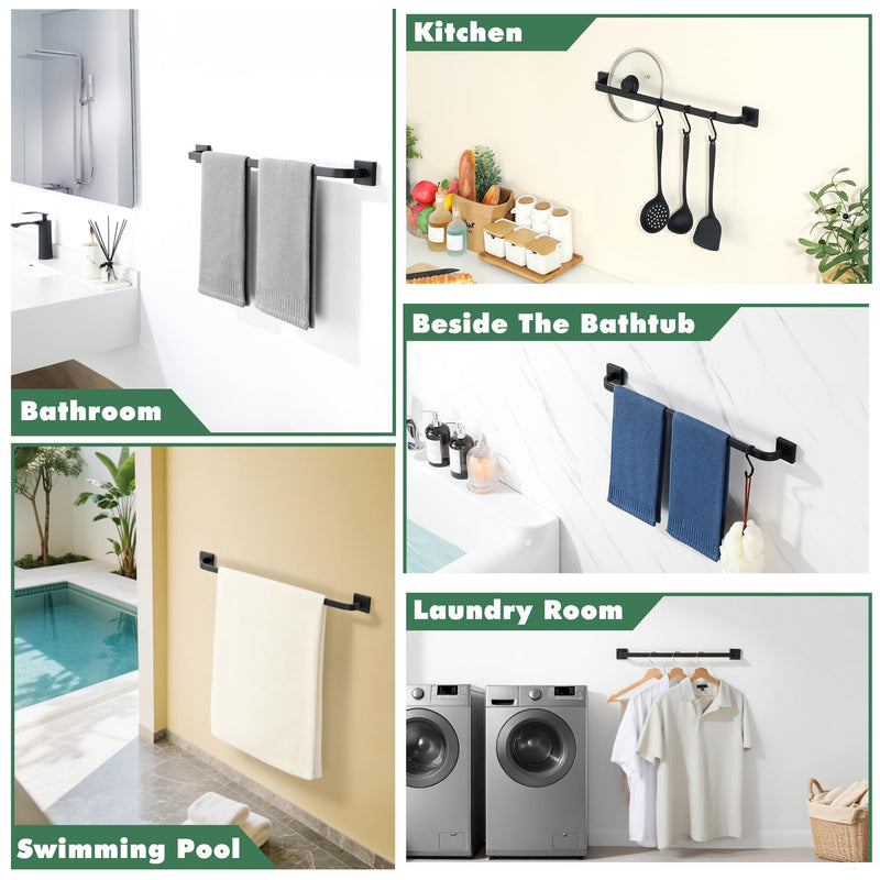 Alise Towel Bar for Bathroom,24'' Towel Holder Black Towel Racks for Bathroom Wall Mount,SUS304 Stainless Steel Towel Rail Towel Hanger for Wall,Matte Black 24 Inch Matte Black