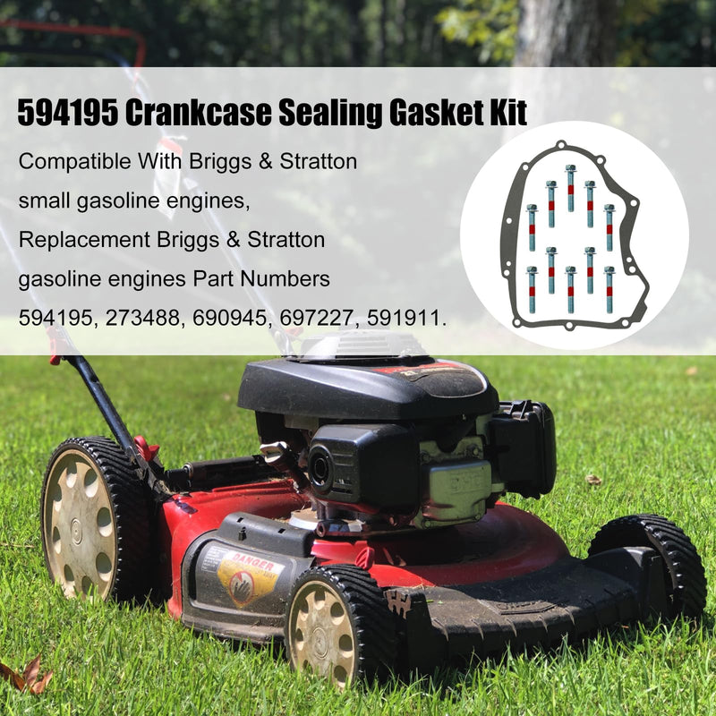 594195 Crankcase Sealing Gasket Kit Comes with 10 Bolts Compatible with 273488 690945 697227 591911