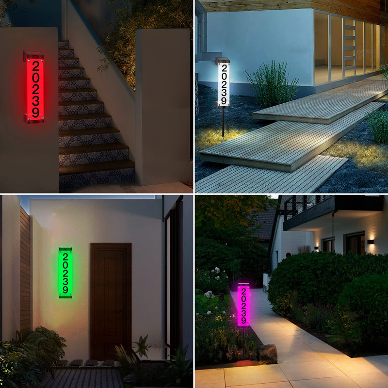 Solar House Numbers for Outside, GOSUNWEY Solar Address Signs for Yard with Stakes Waterproof Lighted House Number Sign, Solar Powered LED Address Plaque Solar House Numbers for House Mailbox Street 1 Pack
