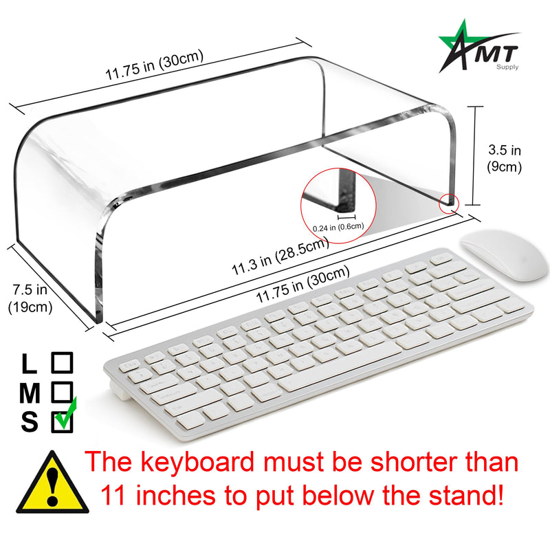 AMT Premium Acrylic Clear Monitor Riser Laptop/PC/Multimedia Monitor Stand for Home Office