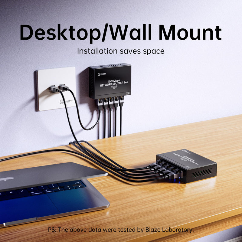 4-Port Ethernet Splitter, Gigabit LAN Network Hub Adapter 1 to 4, Plug & Play Internet Cable Connector for Home/Office/School, Cat6 RJ45 Splitter for PC/Modem/Router/Gaming (1000Mbps)