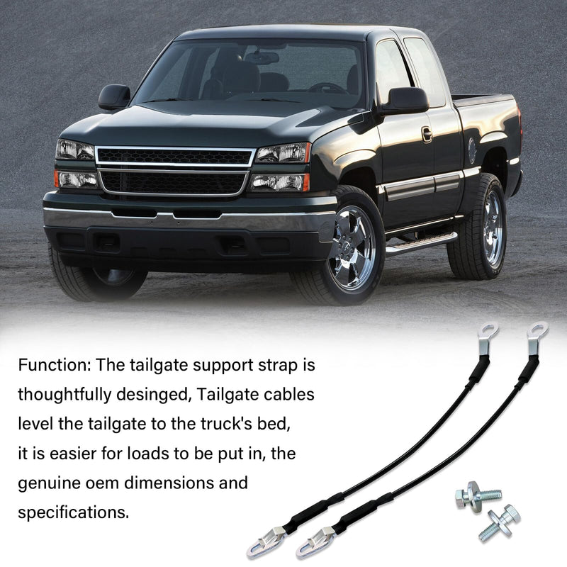 88980510 Tailgate Cable Strap with Bolt, Tailgate Parts, Fit for 1999-2007 Chevy Silverado Avalanche GMC Sierra 1500 2500 3500, Replace 88980509 11609938 (2 Pcs) 99-07