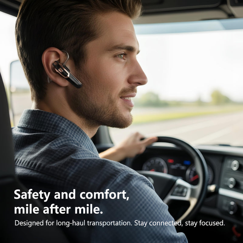 Bluetooth Headset,Bluetooth Earpiece Noise Cancelling Mic, Trucker Headset 38H Talk Time, All-Day Comfort, Quick Mute - Single Ear Bluetooth Headset for Work, Travel, Driving