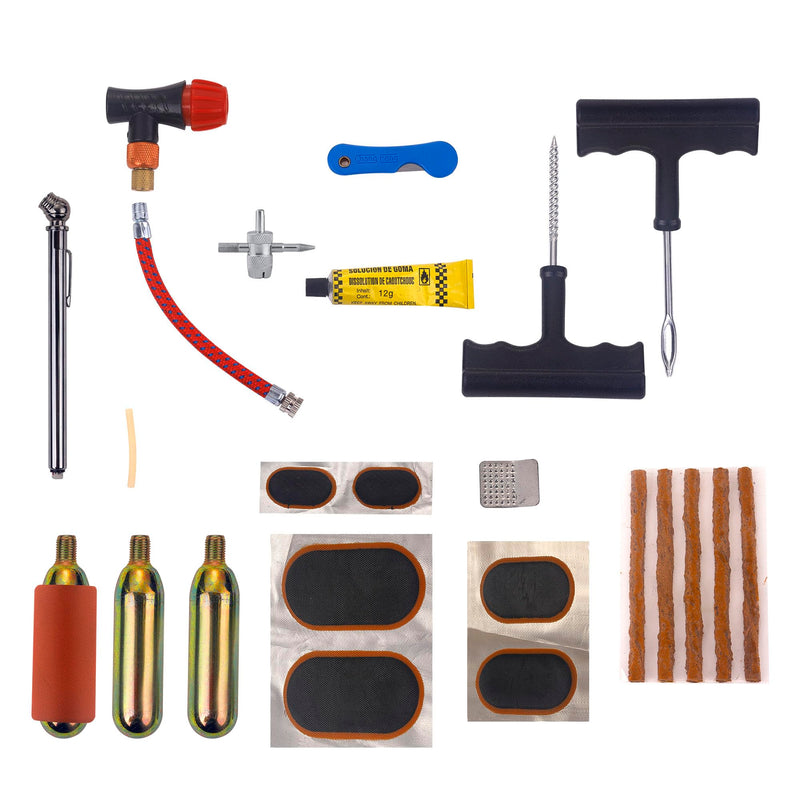 CO2 Tyre Tire Inflator Tire Repair Kit Motorcycle Tire/Tube Flat Repair Kit for Tube and Tubeless Tires Repair,Emergency Tool Kit for ATV Bike