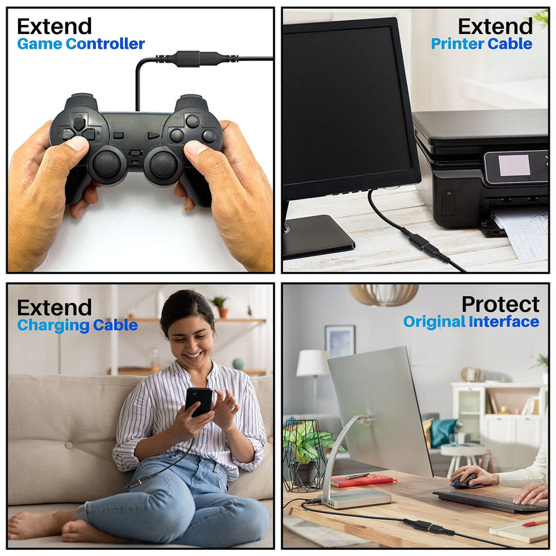 3 Pack USB 3.0 Extension Cable 10 Feet, USB A Male to Female Extender Cord, 5Gbps Data Transfer for Webcam, Printer, Keyboard, Mouse, Flash Drive, Hard Drive, Controller, Black Cable with 5 Cable Ties 10 Feet (3 Pack)