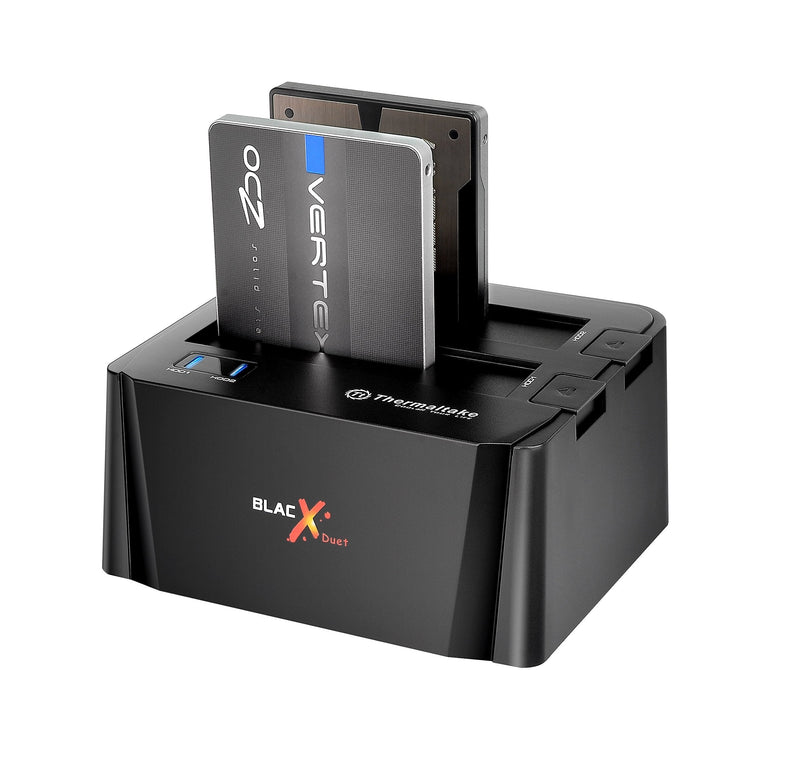 Thermaltake BlacX Duet 2.5”/3.5” SATA I/II/III USB 3.0 External Hard Drive Enclosure Docking Station ST0014U-D,Black Dual Bay