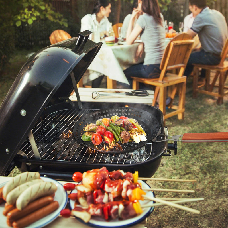 12" Non Stick Grill Pan for Indoor Cooking - Outdoor Grill Skillet Pans for Stovetop BBQ Veggie Carbon Steel Grill Wok