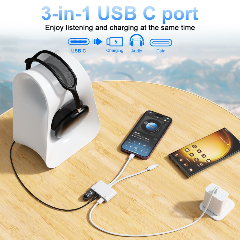 USB C Lightning to USB Camera Adapter with Charging Port [MFi Certified] USB C to USB OTG Adapter with USB+USB C Charging+3.5mm Headphone for iPhone 15/iphone/iPad to USB Flash Drive Reader/Keyboard USB Camera Adapter 1