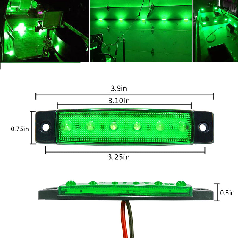 20Pcs Green Boat Interior Lights Waterproof 12V Marine Boat Navigation Lights for Deck Courtesy Transom Cockpit Bow and Stern,Kayak Yacht Fishing Pontoon Sailboat 20pcs Green