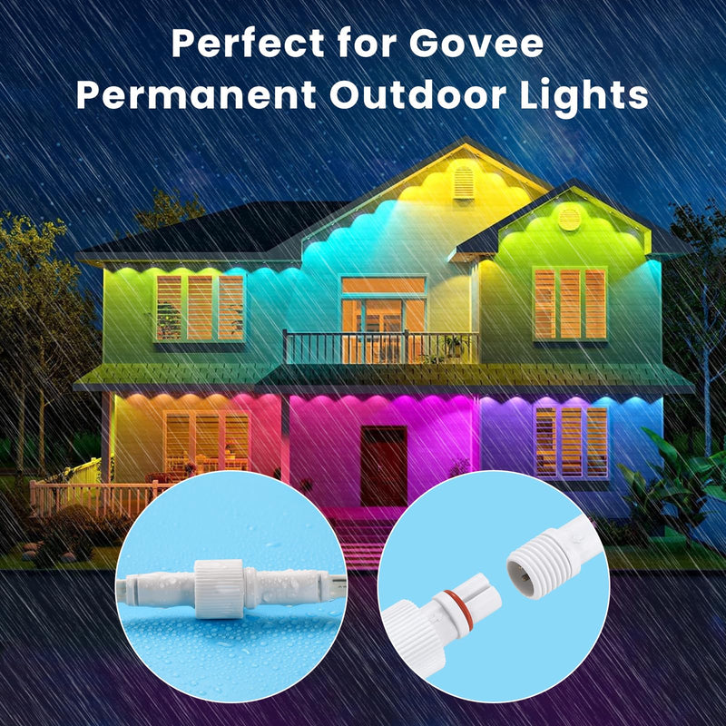 Permanent Outdoor Lights Extension Lead Waterproof Cord,Waterproof Extension Cable 3Pin,IP68 Extension Cable for Go-vee H705A/B/C, H706A/B/C (13FT Extension) 13FT Extension