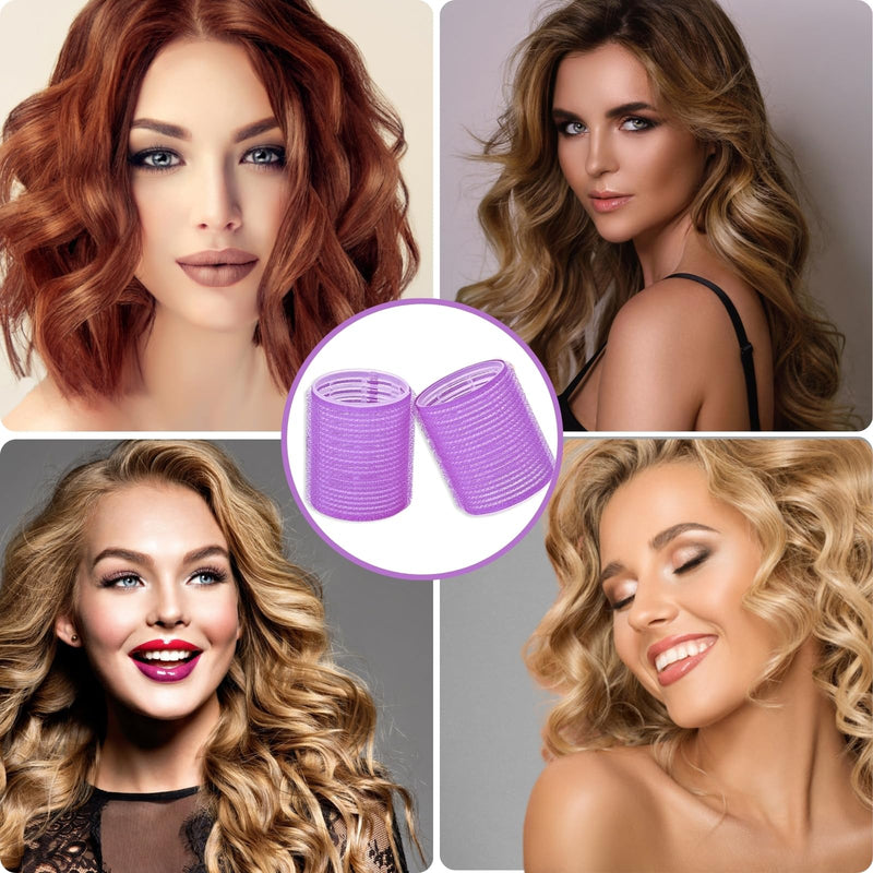 KEYRI 48PCS Hair Rollers Set Hair Rollers with Clips Self Grip Jumbo Hair Roller No Heat Heatless Hairs Rollers for Long Medium Short Hair Styling Hairs Salon Hairdressing Curlers (Purple, 3 Size) Purple 1 count (Pack of 48)