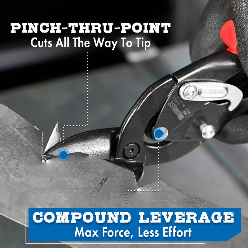 MIDWEST Blackout Series Aviation Snip - Left and Right Cut Offset Tinner Shears, Made in the USA - MWT-6510CO-NP Left/Right Combo