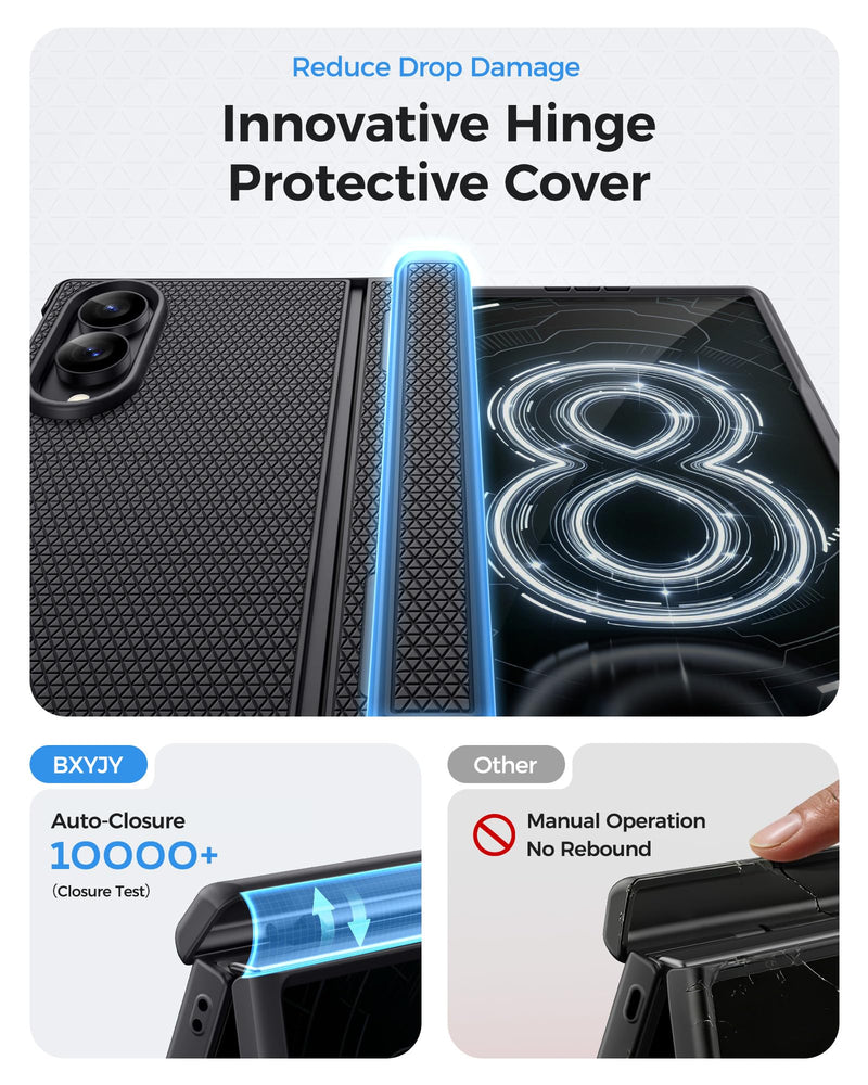 BXYJY for Samsung Galaxy Z Fold 8 Case with Stand, Hinge Protection, Black | Front Screen Protector, Slim, Rugged, Heavy Duty, Full Protective Men Women Cell Phone Case Cover for Samsung Z Fold 8 5G Z Fold 8 (Boxier, Wider)