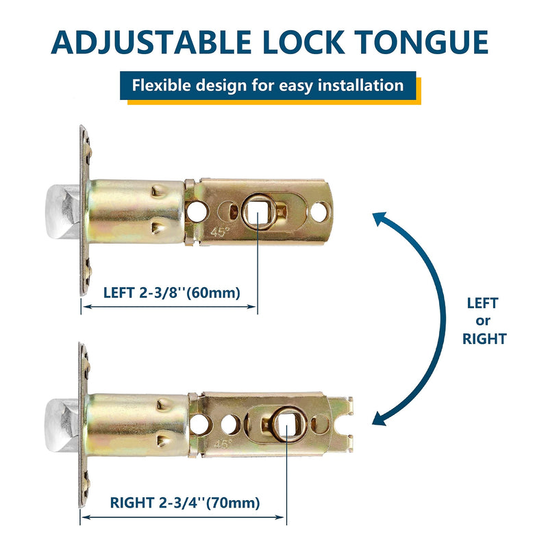 Leydebong 1 Pack Door Knobs with Keys, Entry Door Handles Light Satin Brass, Bedroom Bathroom Front Door Handle with Keys, Keyed Alike Door Levers for Interior Exterior Use, Round Modern Door Handles Keyed Entrance-Keyed Alike