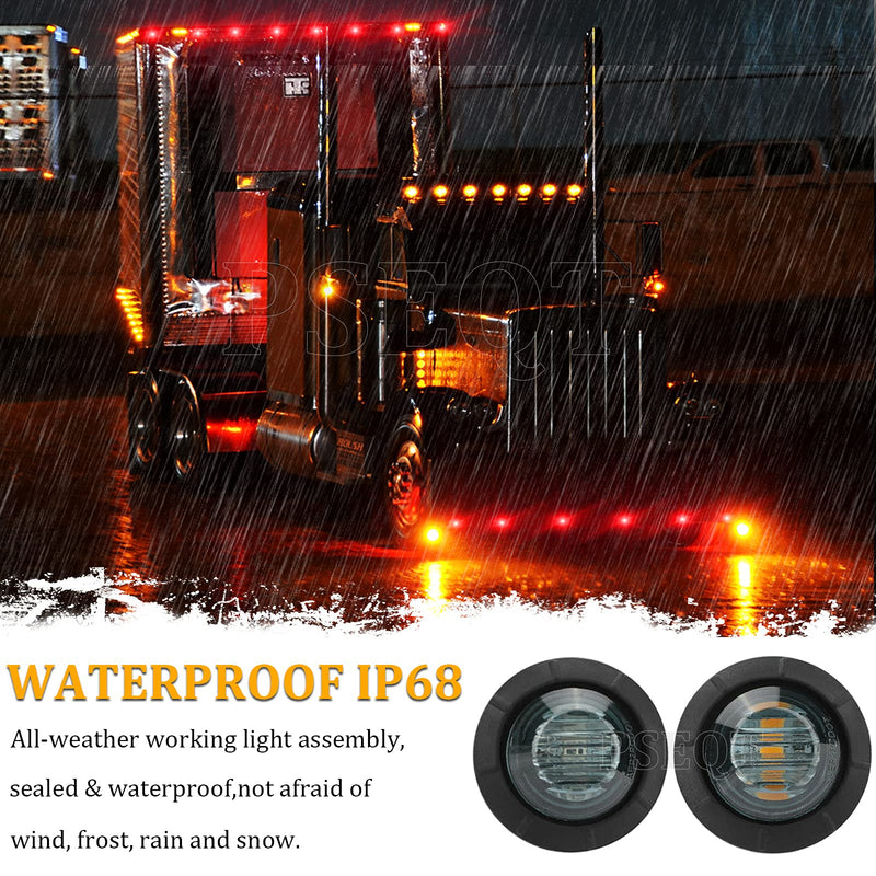 PSEQT 3/4 Inch Trailer Marker LED Lights, Side Clearance Indicators Tail Light Waterproof for Trailer Truck Car Bus Van Pickup RV Wrangler ATV UTV Boat (20pcs Smoked Lens Red & Amber LED) 10Pcs Smoked Red, 10Pcs Smoked Amber