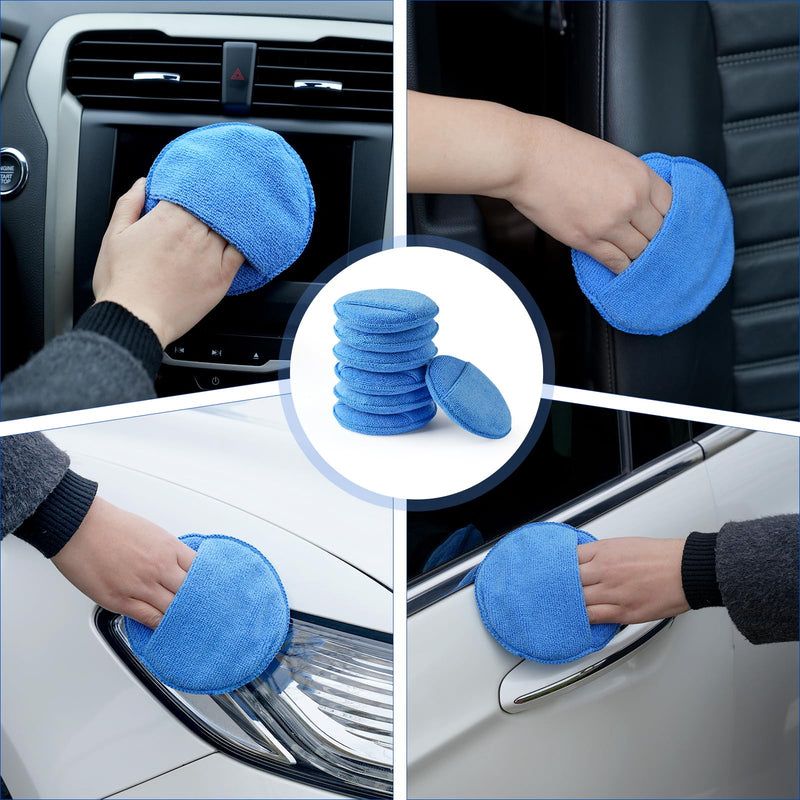 Wax Applicator Pad (8 Pack), 5 Inch Microfiber Applicator Pad with Finger Pocket, Washable Reusable Polishing Pads, Buffing Pads for Car Cleaning, Polishing and Detailing