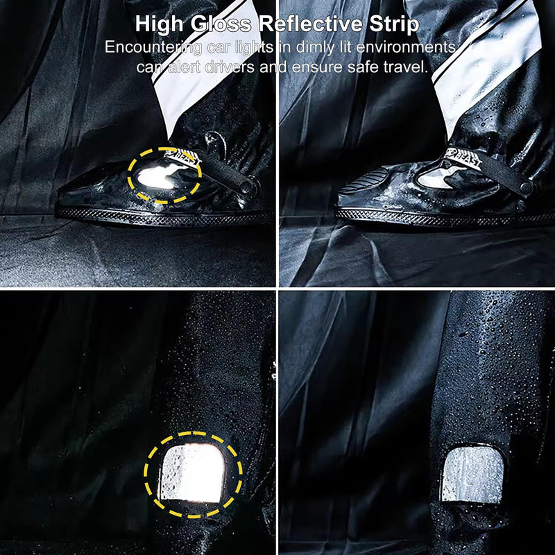 Waterproof Shoe Covers Motorcycle Rain Shoe Cover Reusable Rain Boot Rainproof Shoes Cover for Men and Women XX-Large Black