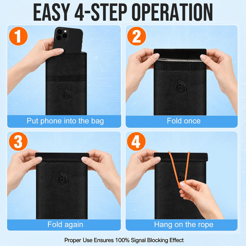Faraday Bags for Phones and Key fobs, Go Dark Pouch,2 Pack, Black | Make your phones invisible to Tracking, Blcoked all signals,Anti-Theft 2 Large