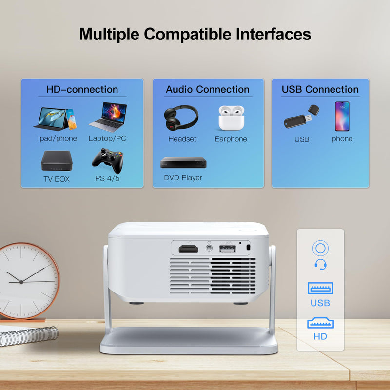 【NEW】Mini Projector with WiFi and Bluetooth,YouTube, Screen Mirroring and more. Full HD 1080P, Indoor/Outdoor Home Movie Projector by IOLIEO HM109