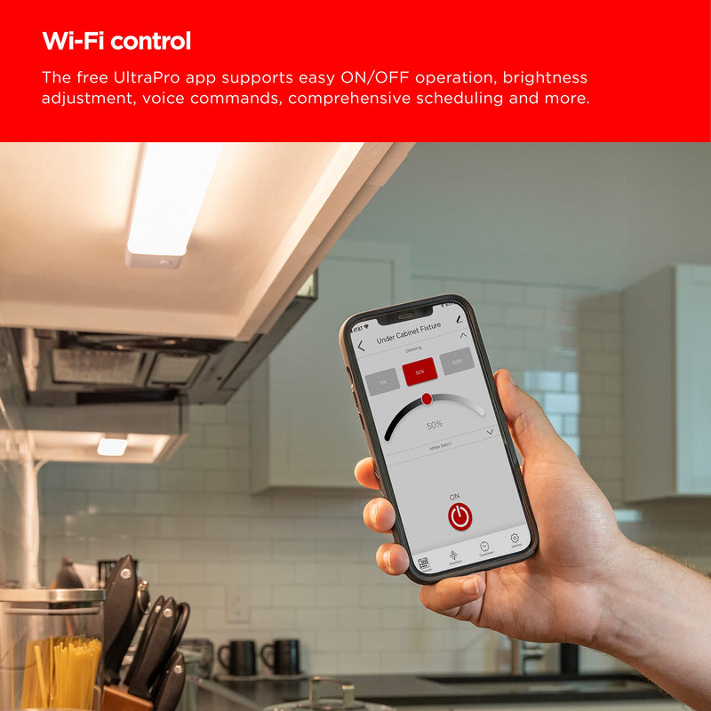UltraPro 36 inch Plug-in Wi-Fi Under Cabinet Lights, Many White Settings from 2000K-6000K, Full Range Dimmable, Easy to Use Wi-Fi App, Programmable Schedule Under Cabinet Lighting, 65266 Dimmable with Adjustable White