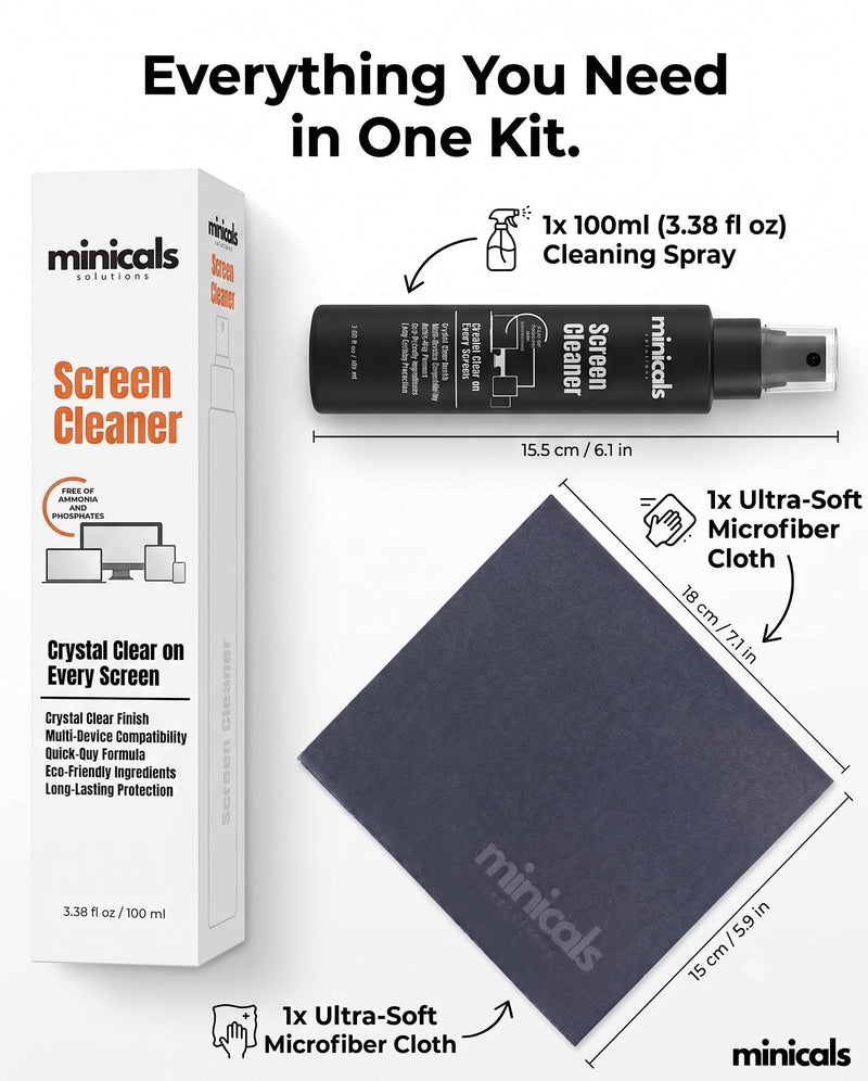 Screen Cleaner Spray with Microfiber Cloth, Laptop Cleaner, TV Screen Cleaner, Electronic & Lens Cleaner Spray, Versatile for Phones, Cameras, Computers, 3.38 fl oz (3.4 fl oz (1 Pack - S-Pro)) 3.4 fl oz Pro