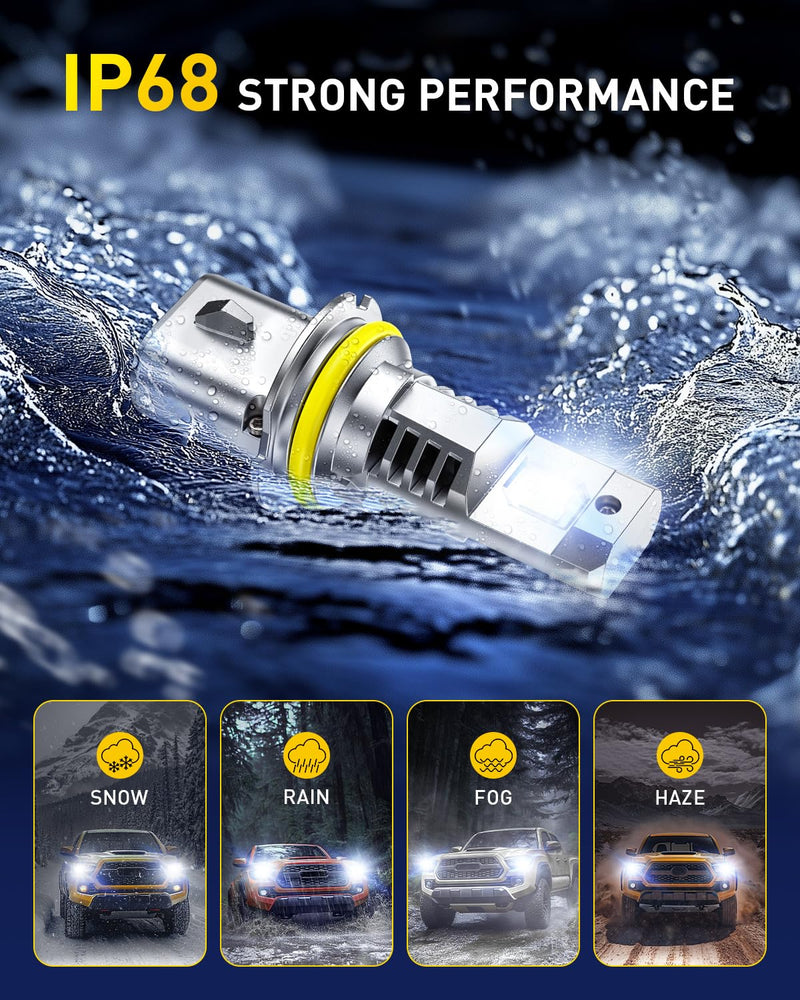 AUXITO 9007 LED Bulbs Combo, 40,000LM Super Brighter, 1:1 Halogen Mini Size, 6500K White HB5 Driving Light Bulbs, Plug and Play,Pack of 2 9007/HB5