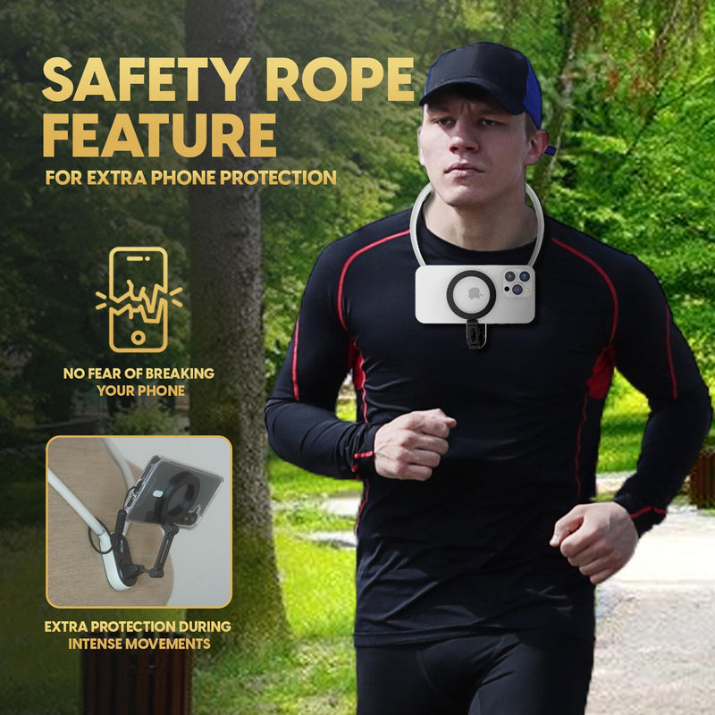 Neck Phone Holder - Hands Free Phone Holder, Light Weight POV Phone Holder, Neck Tripod for iPhone/Android, Neck Phone Mount - Mutli-Angle Adjustment, Compact & Portable Phone Neck Mount