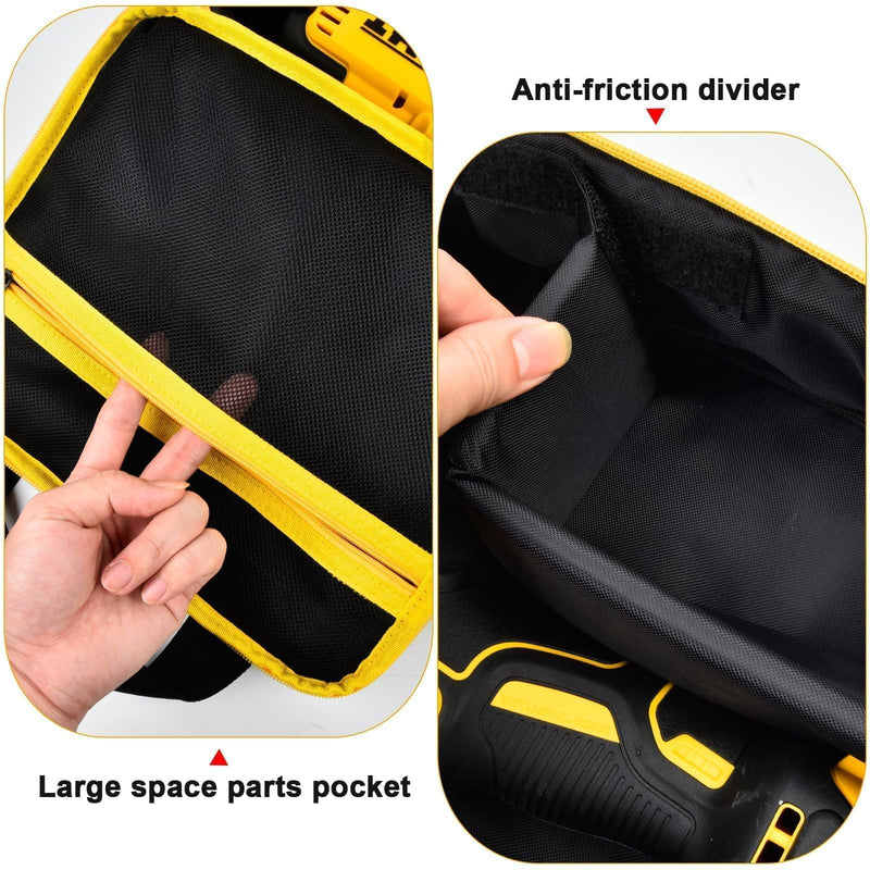 Impact Driver Bag Case Compatible with DEWALT 20V MAX XR DCF787D1 DCF845B DCF900B DCF961B DCF891B DCF899B DCF900P1 Cordless Wrench Kit, Carring Holder Fits for Ryobi Impact Gun(Box Only)-Yellow Zipper Black yellow zipper