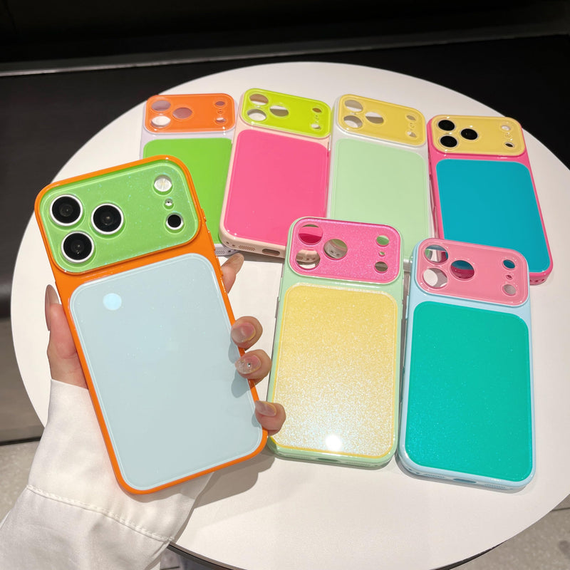 Caseative for iPhone 17 Pro Max Case, Red Yellow | Contrast Candy Color Block Crystal Camera Lens Protection