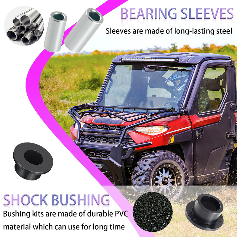 Front Shock Absorber Bushings Sleeve Kit 8Pcs For Polaris Ranger 500 570 700 800 900 1000 Diesel Brutus HD PRO XD
