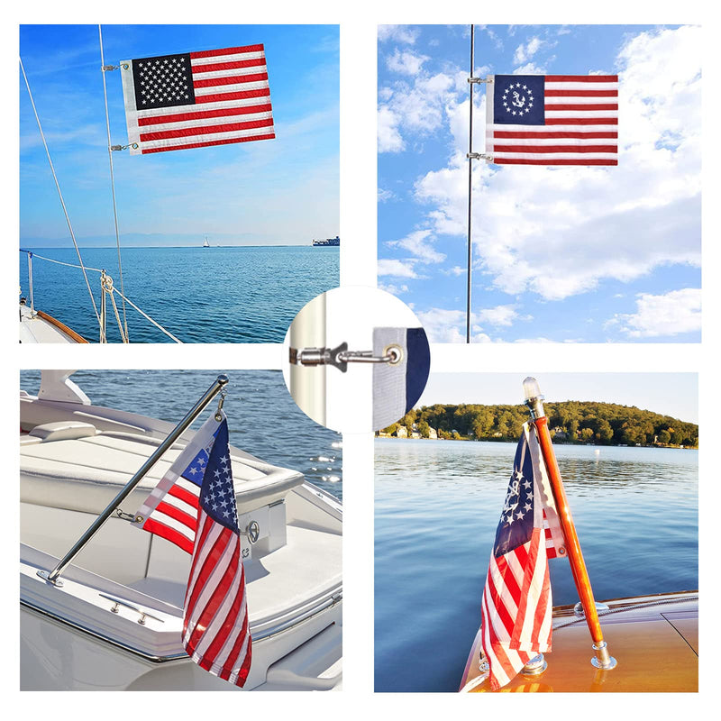 Embroidered Stars American Boat Flag 12.5 x 18 Inch - Heavy Duty Nylon Sewn Stripes US Pontoon Boat Marine Flags Banner with 2 Brass Grommets UV Fade Resistant US Boat Flag