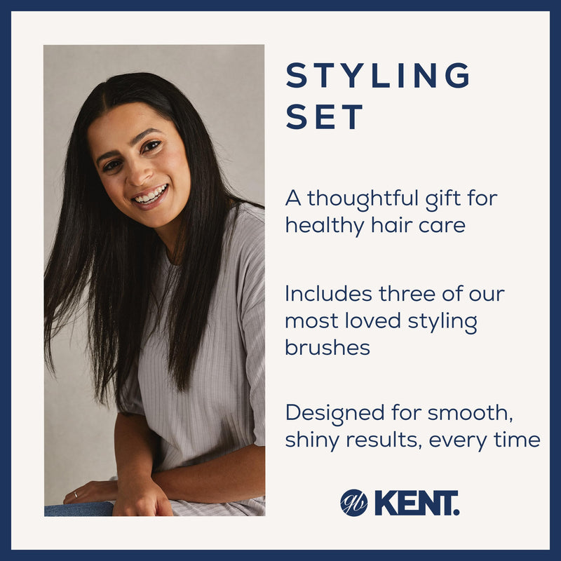 Kent Create Gift Set - Hair Brush Set for Women with 3 Award-Winning Styling Hairbrushes for Root Lift, Smoothing, Volume & Curls, Premium Women’s Gift Set for Healthy, Shiny Hair Detangle Straighten & Curl Set