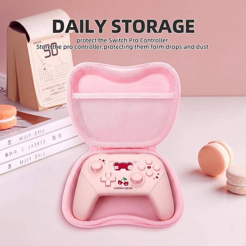YKASEK Wireless Switch Pro Controller with Carrying Storage Case, Gamepad Remote for Switch Support NFC/Dual Vibration/Screenshot/Wake-up Function, Compatible with Switch/Switch Lite/OLED/PC, Pink