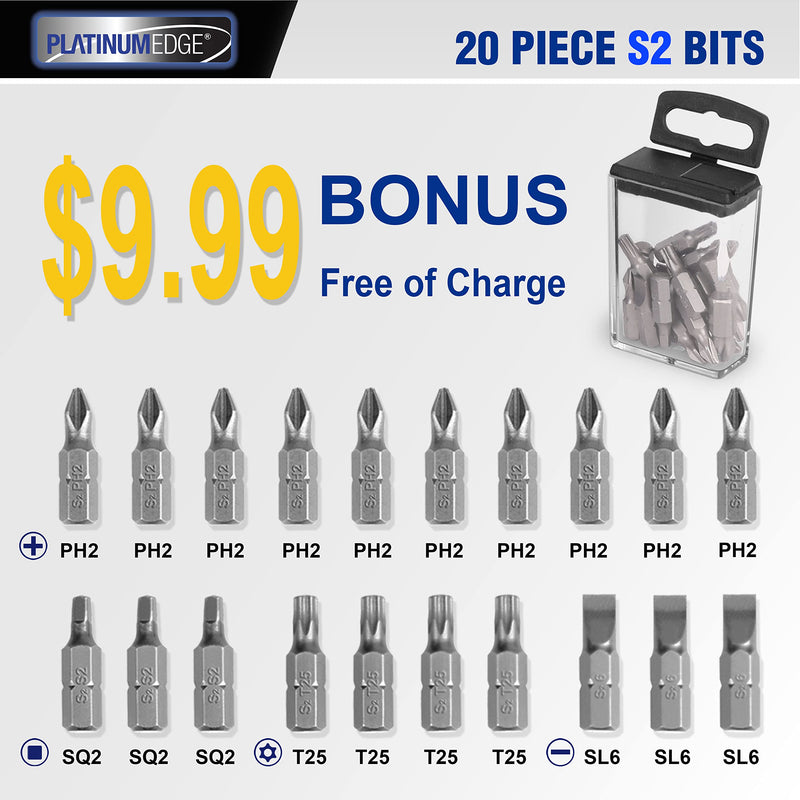 276pc Titanium Twist Drill Bit Set with S2 Bits 135° Tip High Speed Steel, Size from 1/16" up to 1/2", Ideal in Wood Cast Iron Aluminum Alloy Plastic Fiberglass, Clear Lid Case SAE 276 Pieces Drill Bit Set 135°