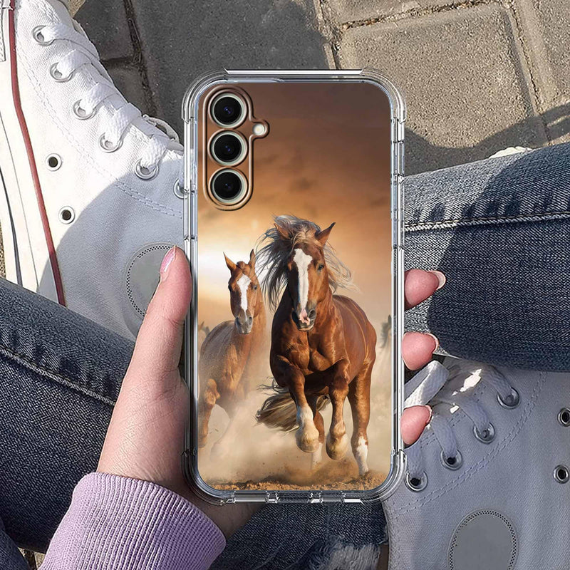Case for Samsung Galaxy S26 with Horse Design,Brown Running Animals Pattern,Clear Slim Soft TPU Bumper Phone Cover,6.3”(Horse,Sx26)