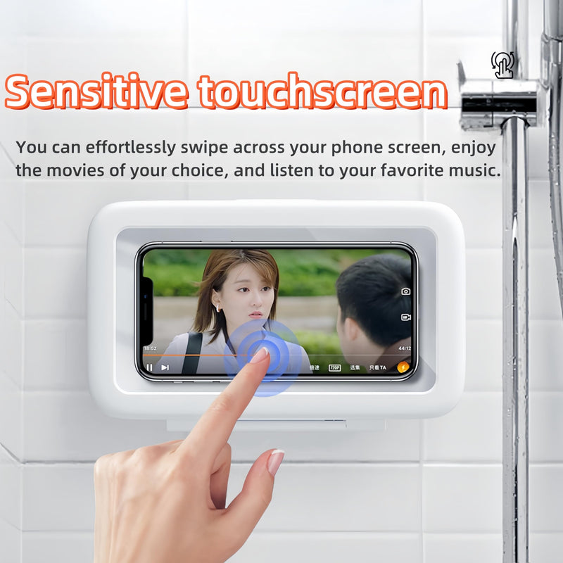 Shower Phone Holder 480 Rotation Phone Stand Case Mount for Bathroom Waterproof Bathtub Kitchen Wall Mirror Compatible with iPhone Samsung All 4.5-7 Inch Smartphones. T-NN (White) White