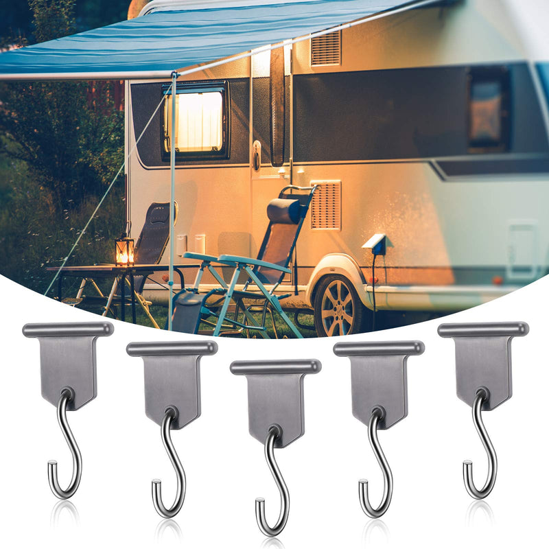 Rv Awning Hooks for Lights Camping Awning Accessory Hangers S Shaped Hooks Set Rv Party Light Hangers for Christmas Party Camping Tent Indoor and Outdoor Supplies (Grey and Silver,24 Pairs) Grey,Silver 24