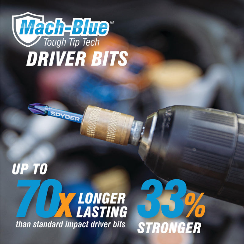 Spyder 34-Piece Screwdriver and Impact Driver Bit Kit, Mach-Blue Plating, IMPACTive Alloy Tool Steel Torsion Zones 34-Piece Set