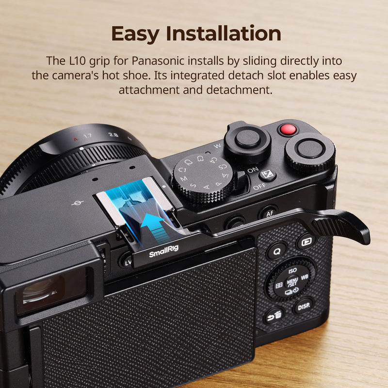 SMALLRIG Thumb Grip with Hot Shoe Cover for Panasonic L10, L10 Thumb Rest Built-in Silicone Pads and Detach Slot (Black) Black