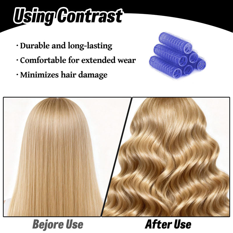  [AUSTRALIA] - 12 Pack Self Grip Small Hair Curlers, Small Roller, Hair Rollers With Clips, Salon Hairdressing Curlers Rollers With 12 Pcs Black Clips, Tools For Women(17mm,Blue&Black)