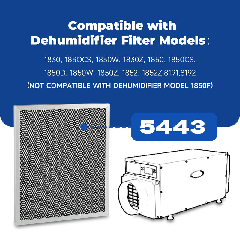 2-Packs 5443 Washable MERV 8 Dehumidifier Filter 10x12x1 Compatible with AprilAire Whole-House Models1830 1850 1852 and Ventilation Models 8191 8192 Replacement Filter 2-Packs 5443