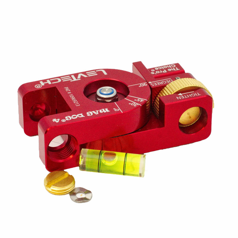 LEVTECH®, The PRO’s CHOICE®, MAG DOG® 4 Patented Conduit Bending Level with KWIK KLIK® 4 Angle Marks (0°,30°,45°,90°) | Replaceable Vial | 4 Rare Earth Magnets | ONLY 2.5” x 1.25” x .75” @ 3.5 oz