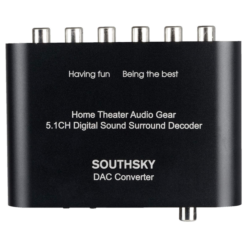 SOUTHSKY 5.1/2.1 Audio Rush Digital Sound Decoder Converter,Optical SPDIF, Coaxial to 5.1CH 2.1CH Analog Audio (6RCA Output) for Old AV Receiver