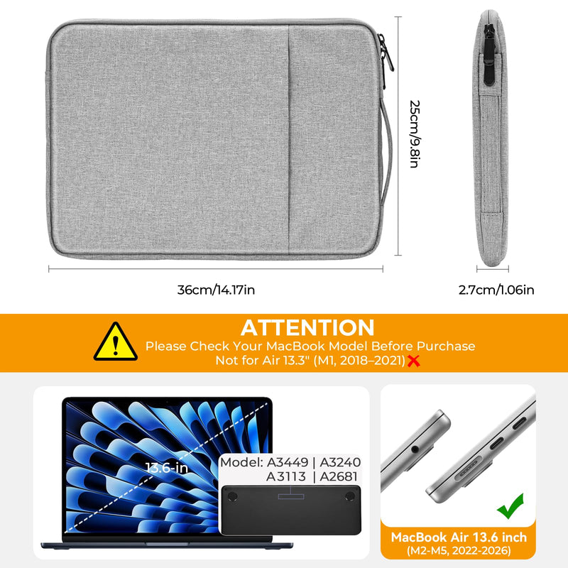 EooCoo Matte Case for MacBook Air 13 inch M5/M4/M3/M2 2026-2022, Clear | 6-in-1 Kit, Easy to Carry, 100% Color-Matched, Scratch & Fingerprint Resistant, Lightweight for Commute, Travel & Campus Matte Clear