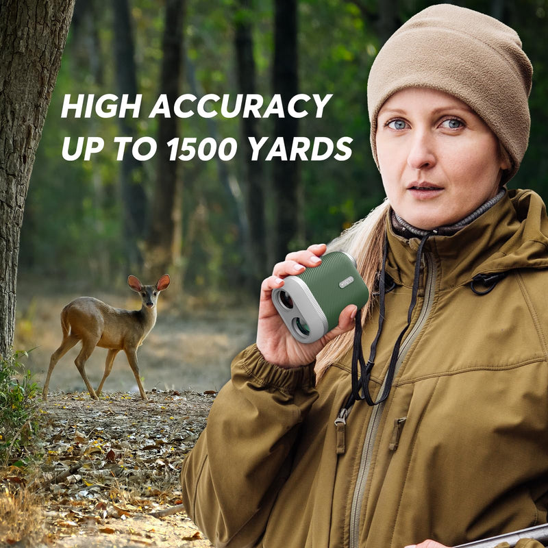 1500 Yards Hunting Rangefinder with Bow Hunting Mode (Angle, Height, Horizontal Distance), 6X Magnification, Speed Measurement - Lightweight Laser Range Finder for Archery Hunter, Model H-115